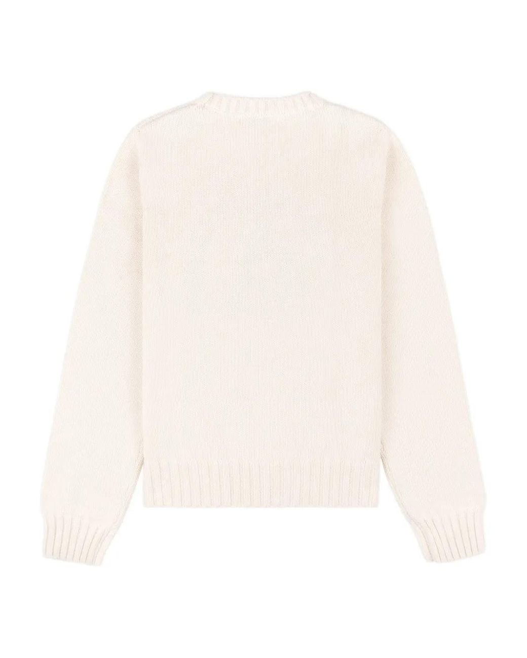 Sporty & Rich White Horse-Embroidered Sweater