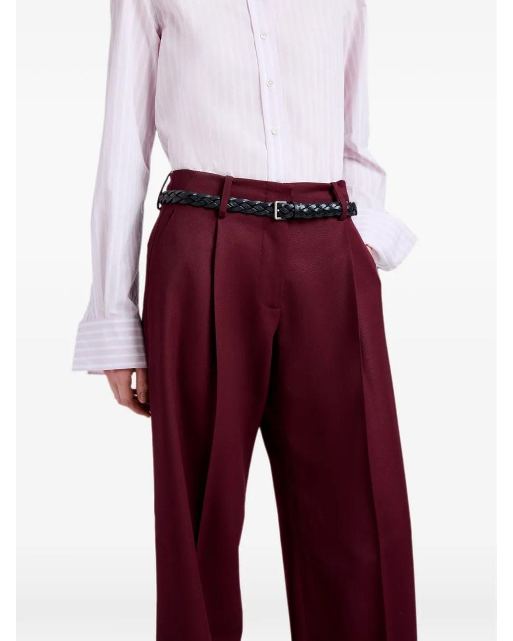 Proenza Schouler Purple Pleated Wide-Leg Trousers