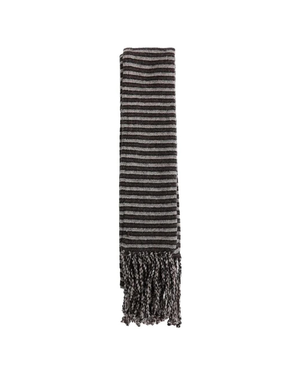 Ziggy Chen White Striped Fringed Scarf for men