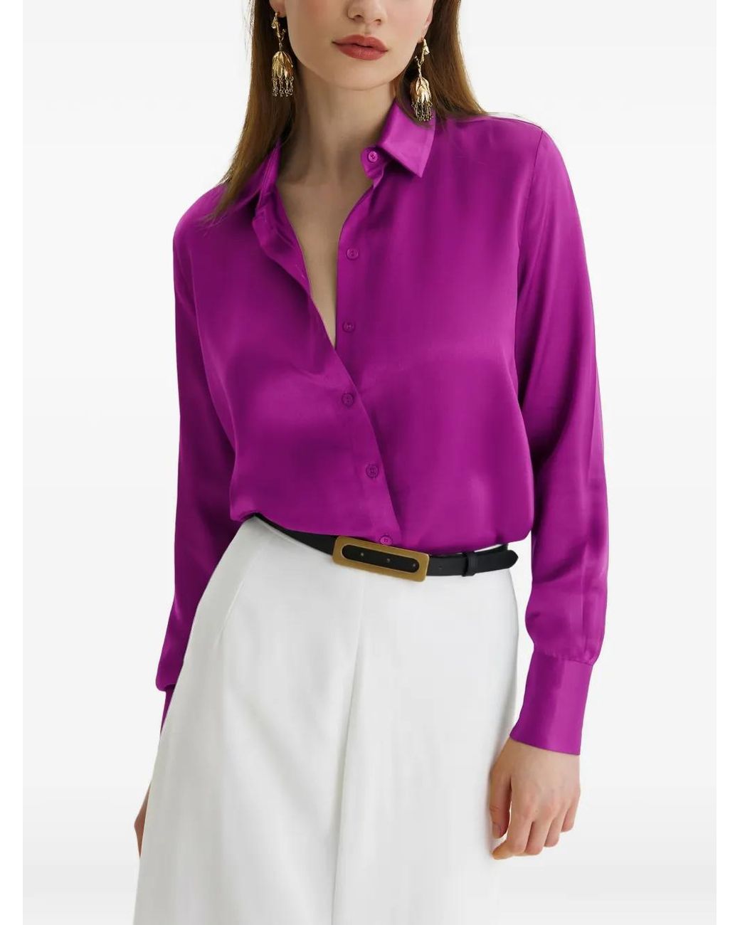 Framboise Purple Fremont Silk Shirt