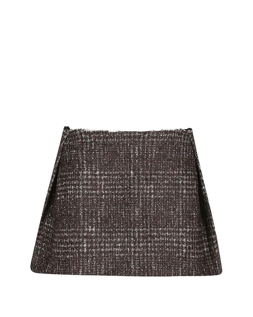 IRO Brown Tweed Frayed-Edge Mini Skirt