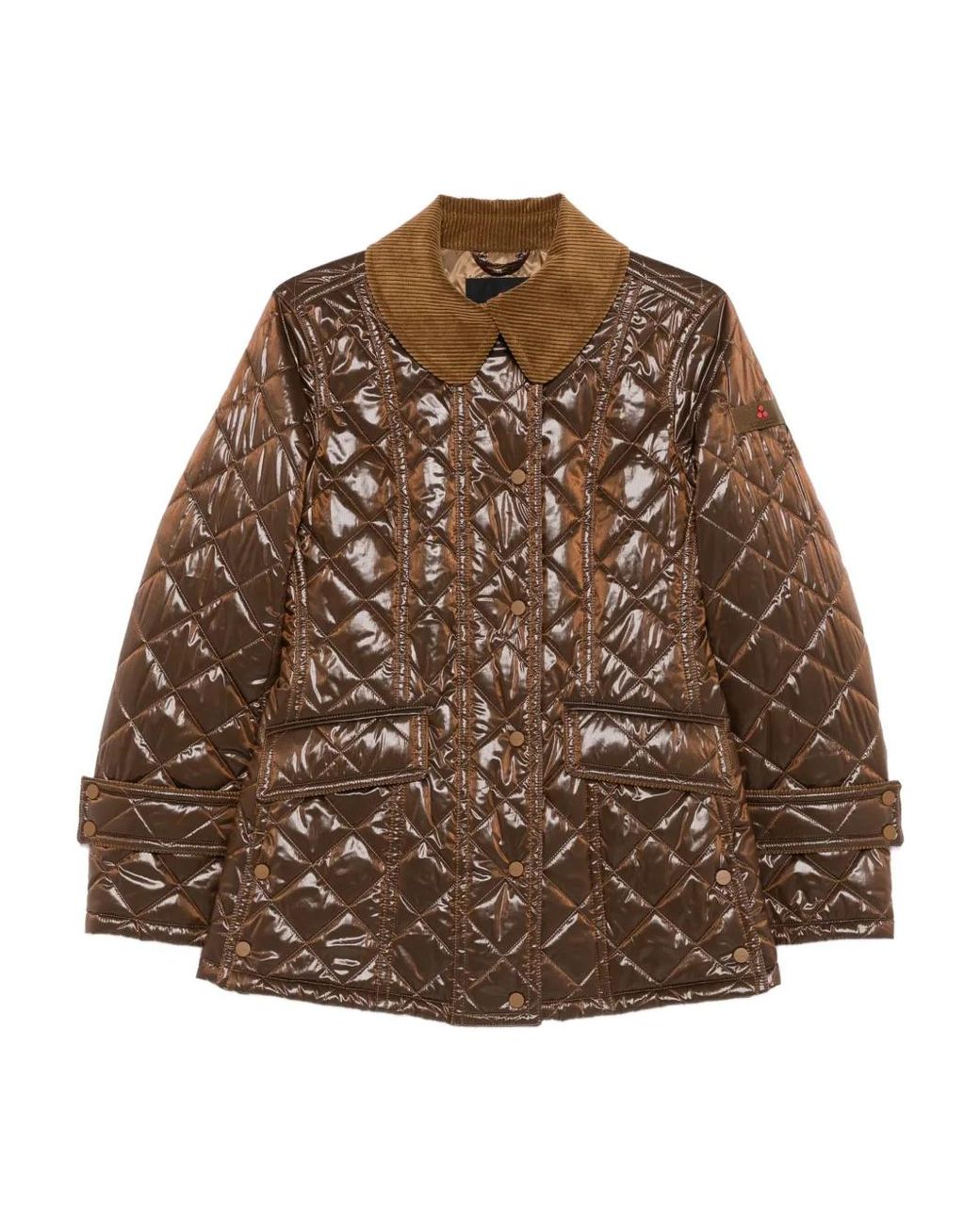 Peuterey Brown Quilted Corduroy-Collar Jacket