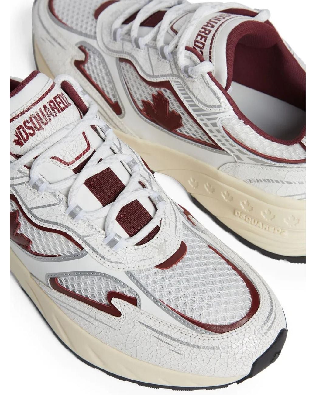 DSquared² White Sprinter Sneakers Mit Ahornblatt