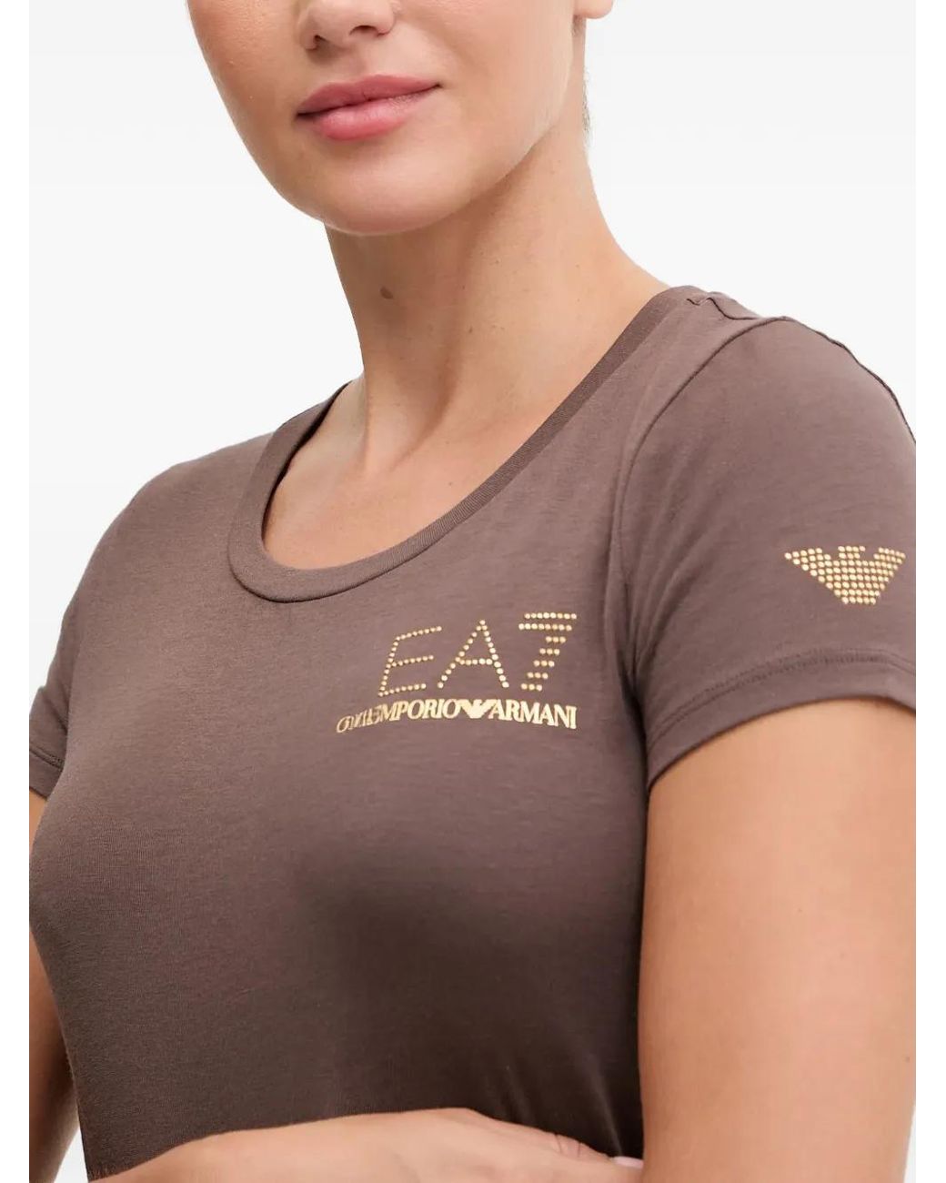 EA7 Gray Logo-Embellishment T-Shirt