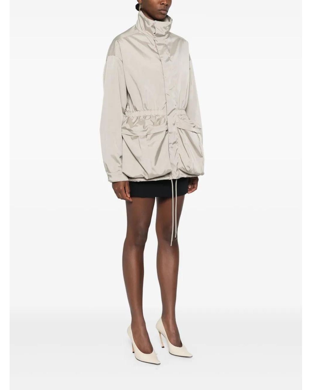 Wardrobe NYC White Drawstring Zip-Up Parka