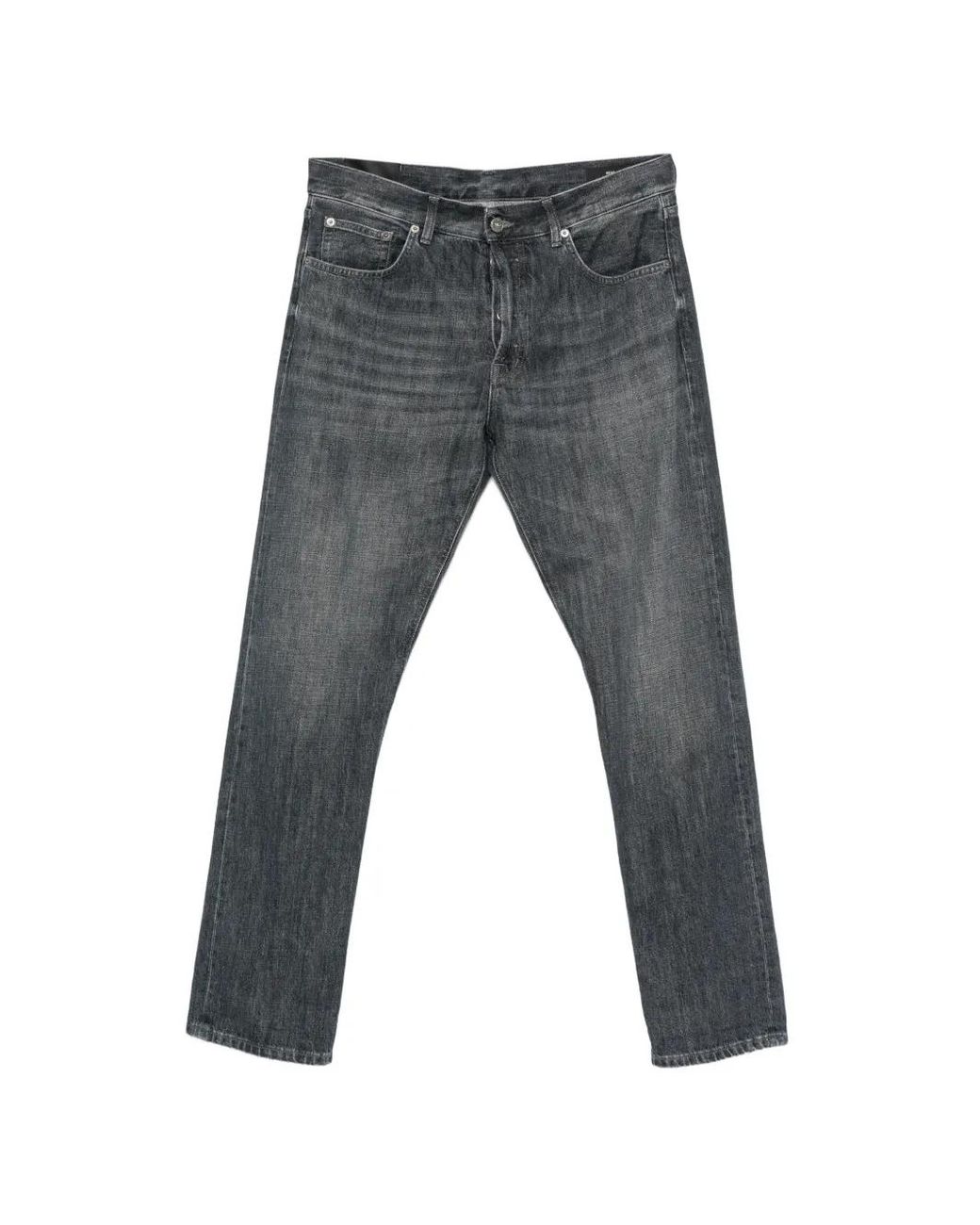 Dondup Gray Faded-Effect Straight-Leg Jeans for men