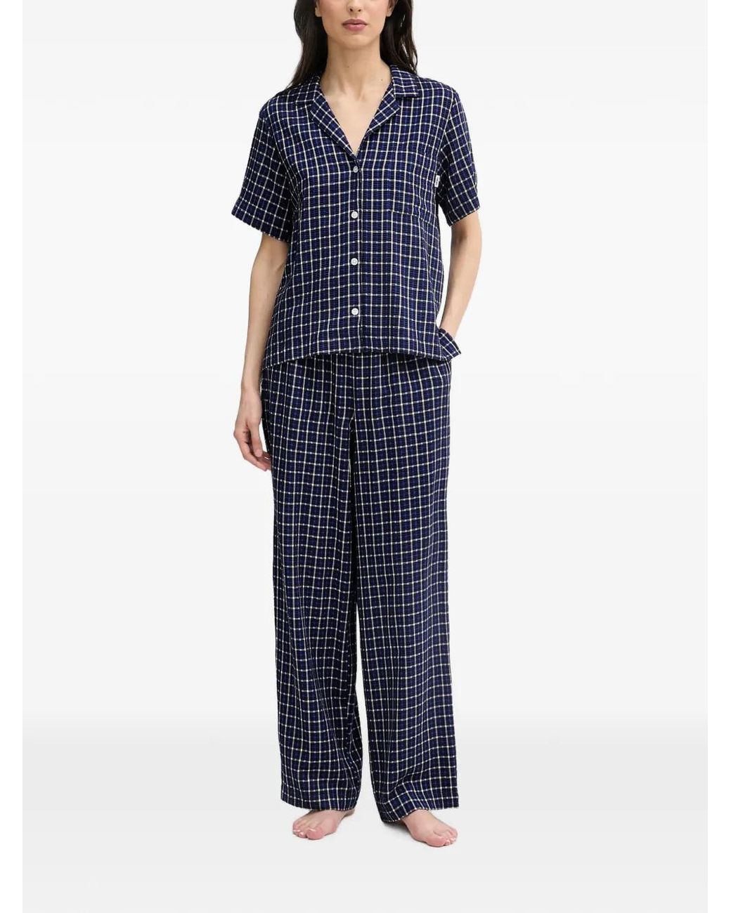 DKNY Blue Check-Pattern Pajamas