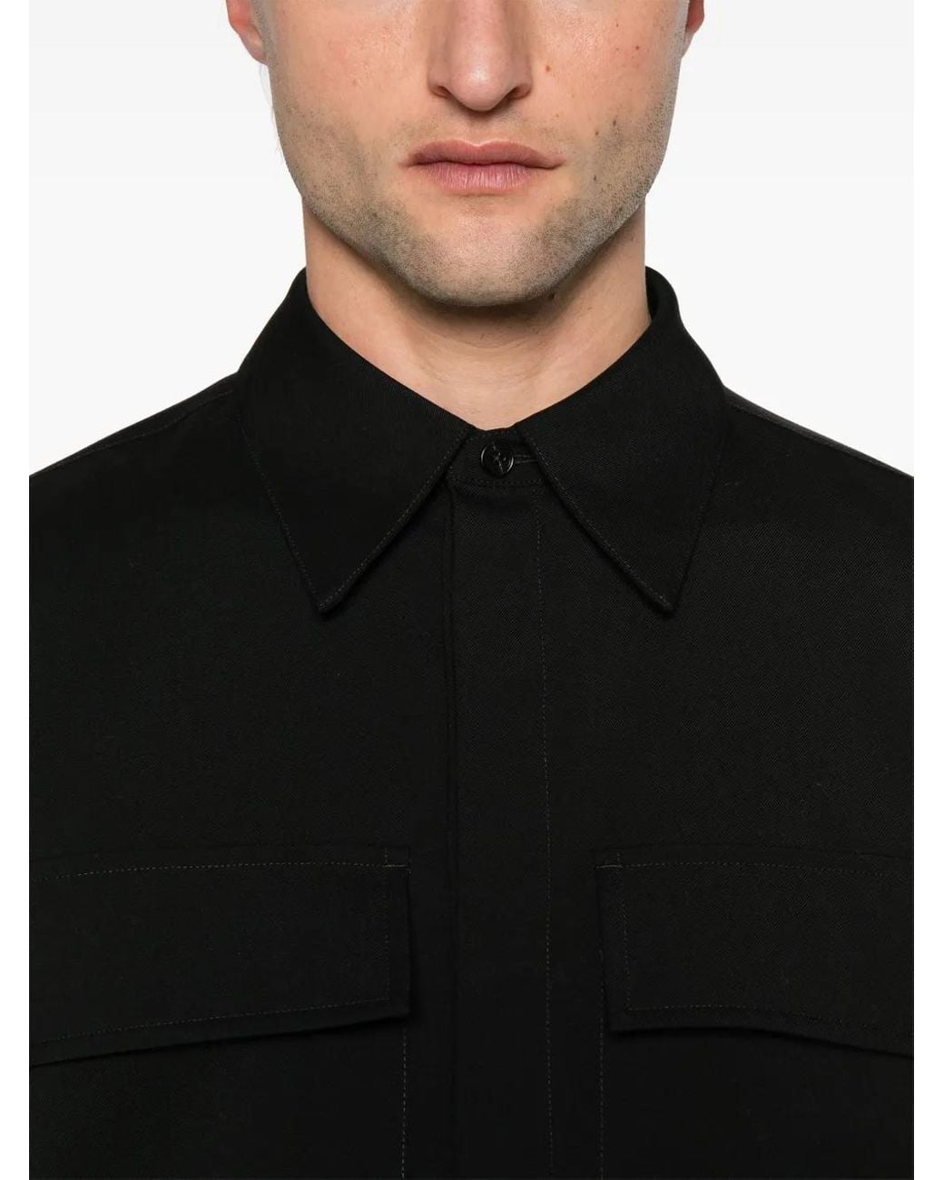 Jil Sander Wollen Shirtjack in het Black voor heren