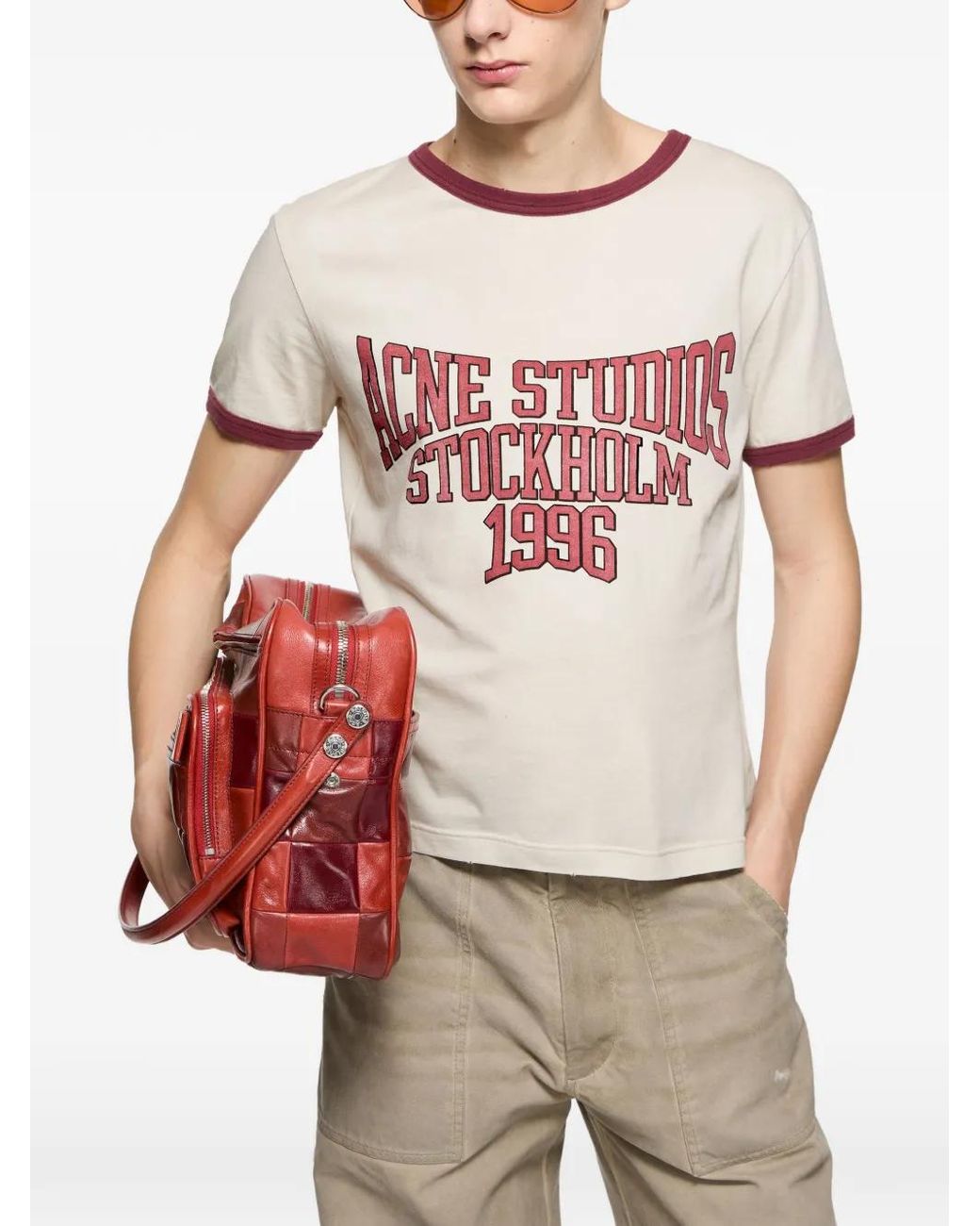 Acne Pink Graphic T-Shirt for men