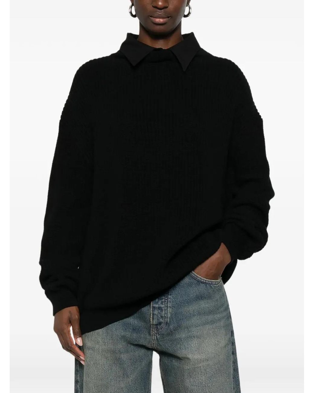 MEDEA Black Collared Sweater