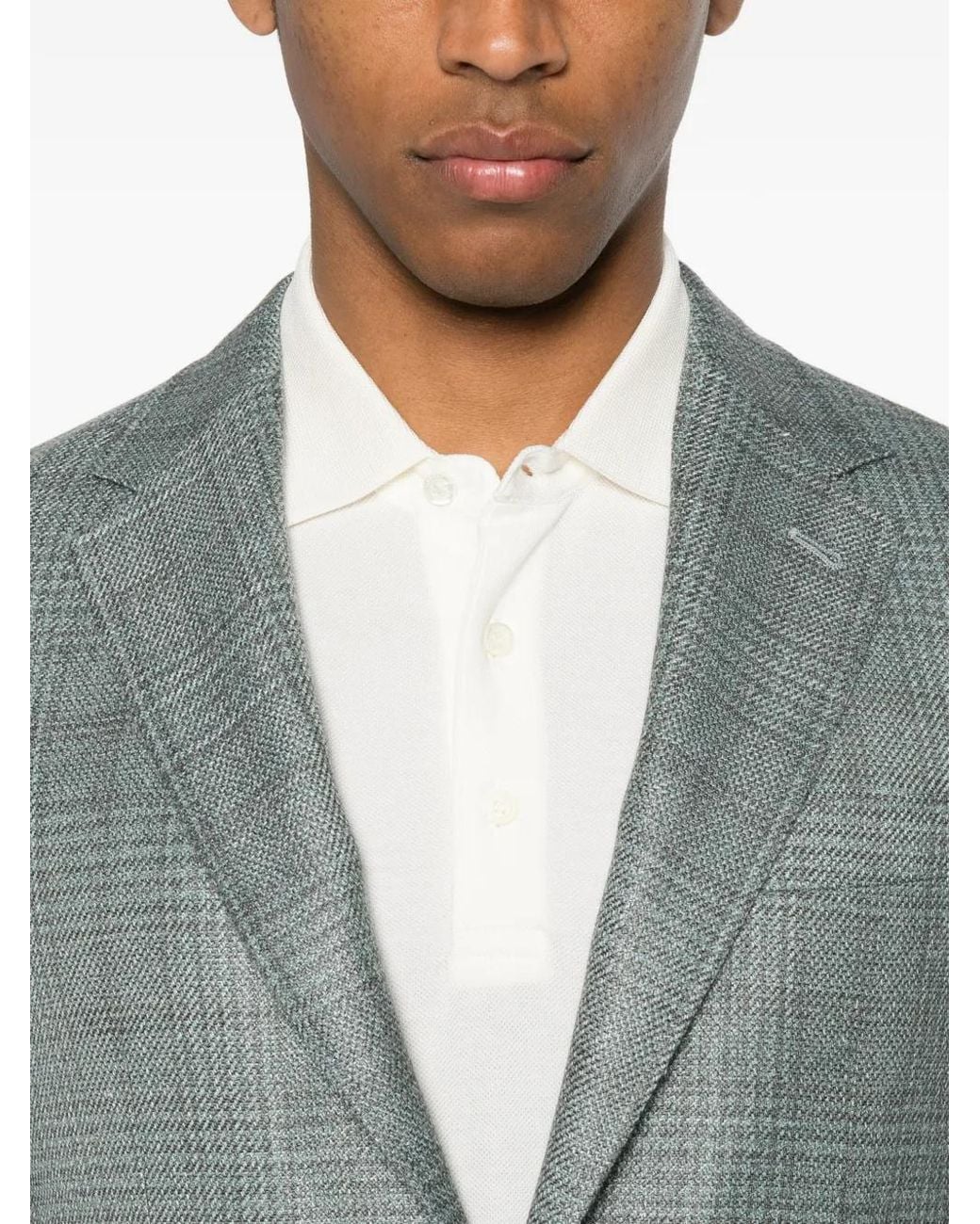 Canali Blue Blazer À Carreaux for men