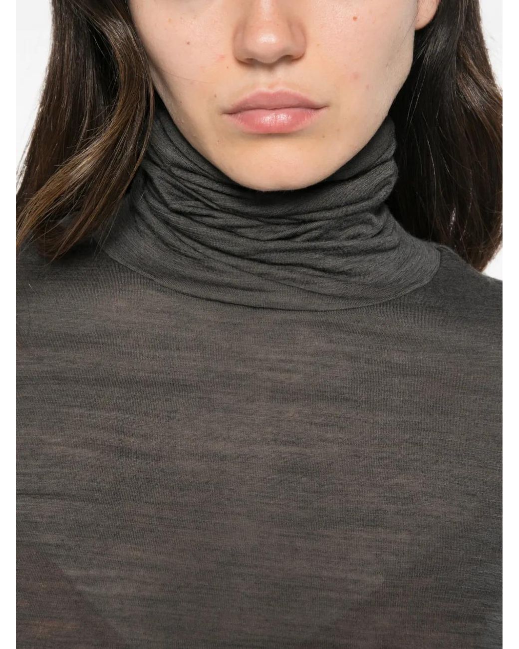 Whyci Gray Roll-Neck Long-Sleeve Sweatshirt