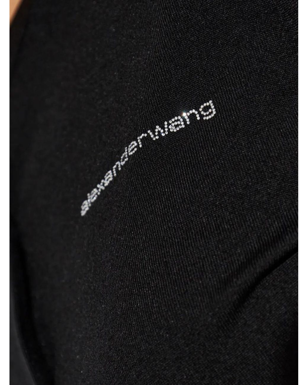 Alexander Wang Black Crystal Hotfix Logo Crewneck Cardigan