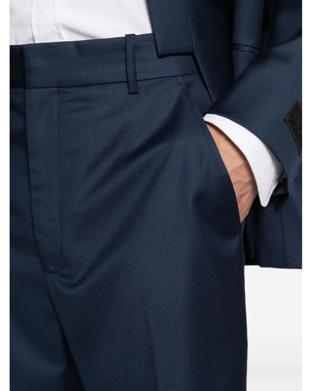 KENZO Blue Pressed-Crease Tailored Trousers for men