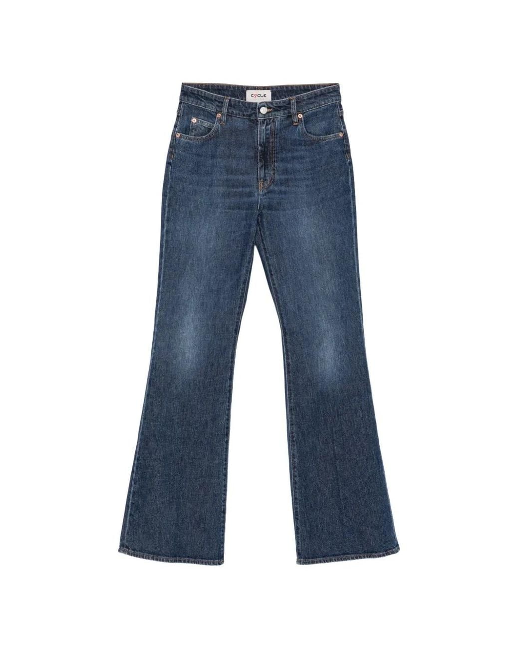 CYCLE Blue Anya Faded-Effect Bootcut Jeans