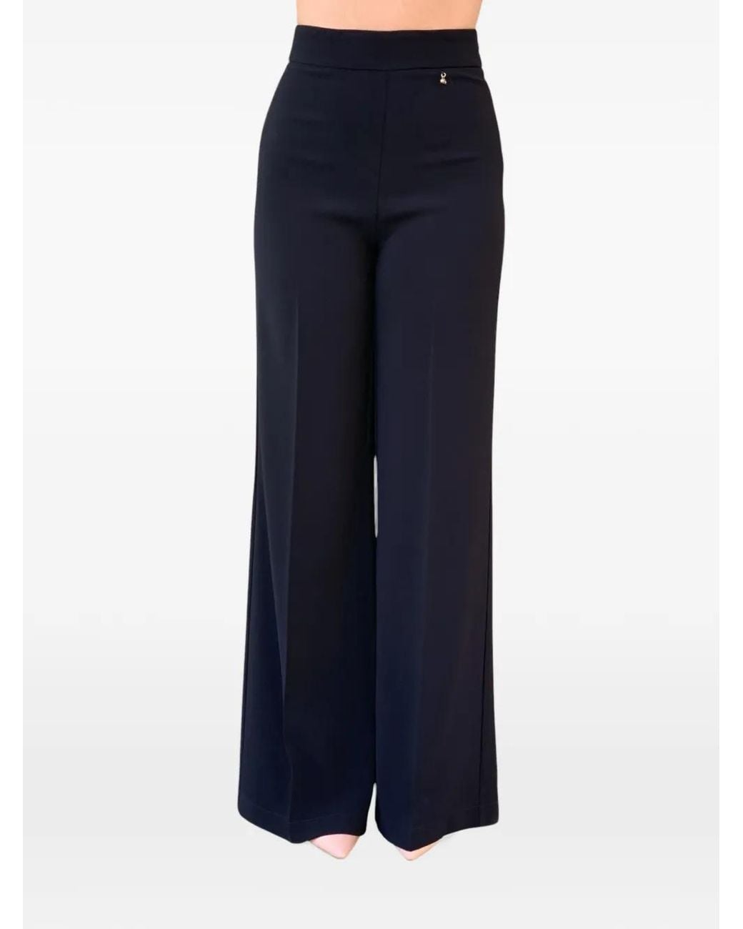 DIVEDIVINE Blue Pantalon Palazzo Julian À Plis Marqués