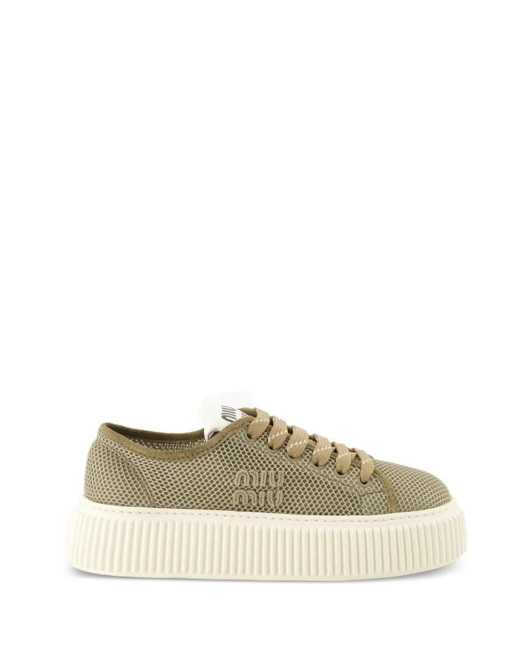 Miu Miu Brown Mesh Platform Sneakers