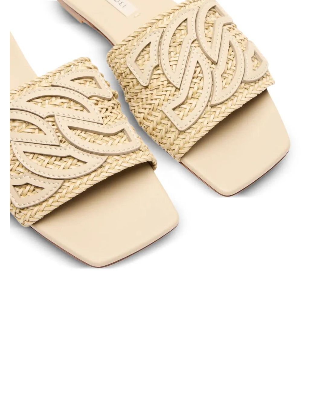 Casadei Natural Woven-Strap Flat Sandals