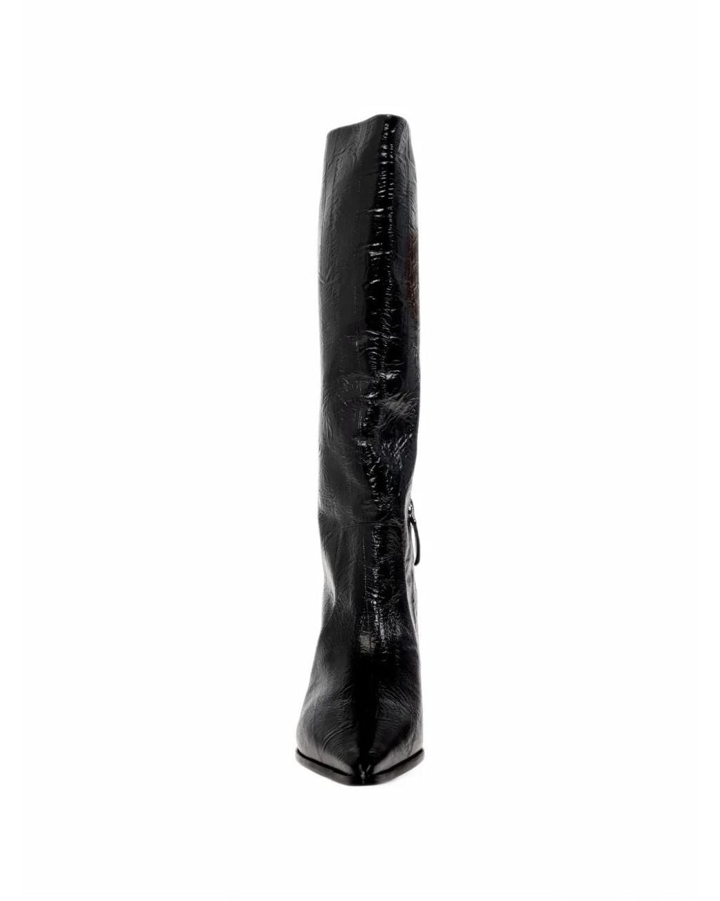 Black Suede Studio Black Aero Crocodile-Effect Leather Knee-High Boots