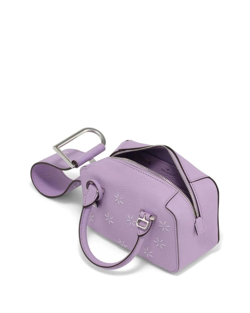 Delvaux Purple Box Nano Flora Star-Embroidered Tote Bag