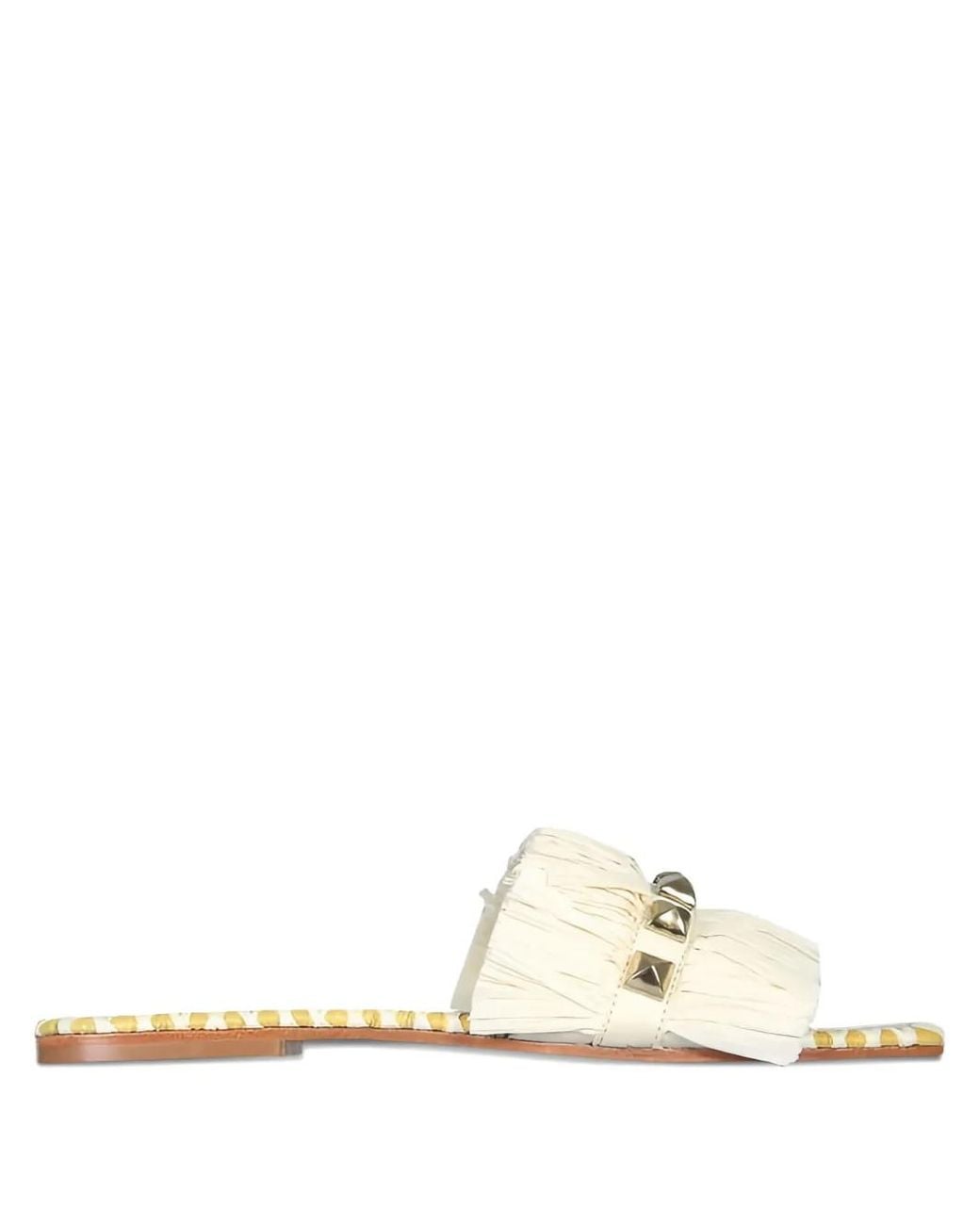 De Siena Shoes White Fringed Studded Sandals