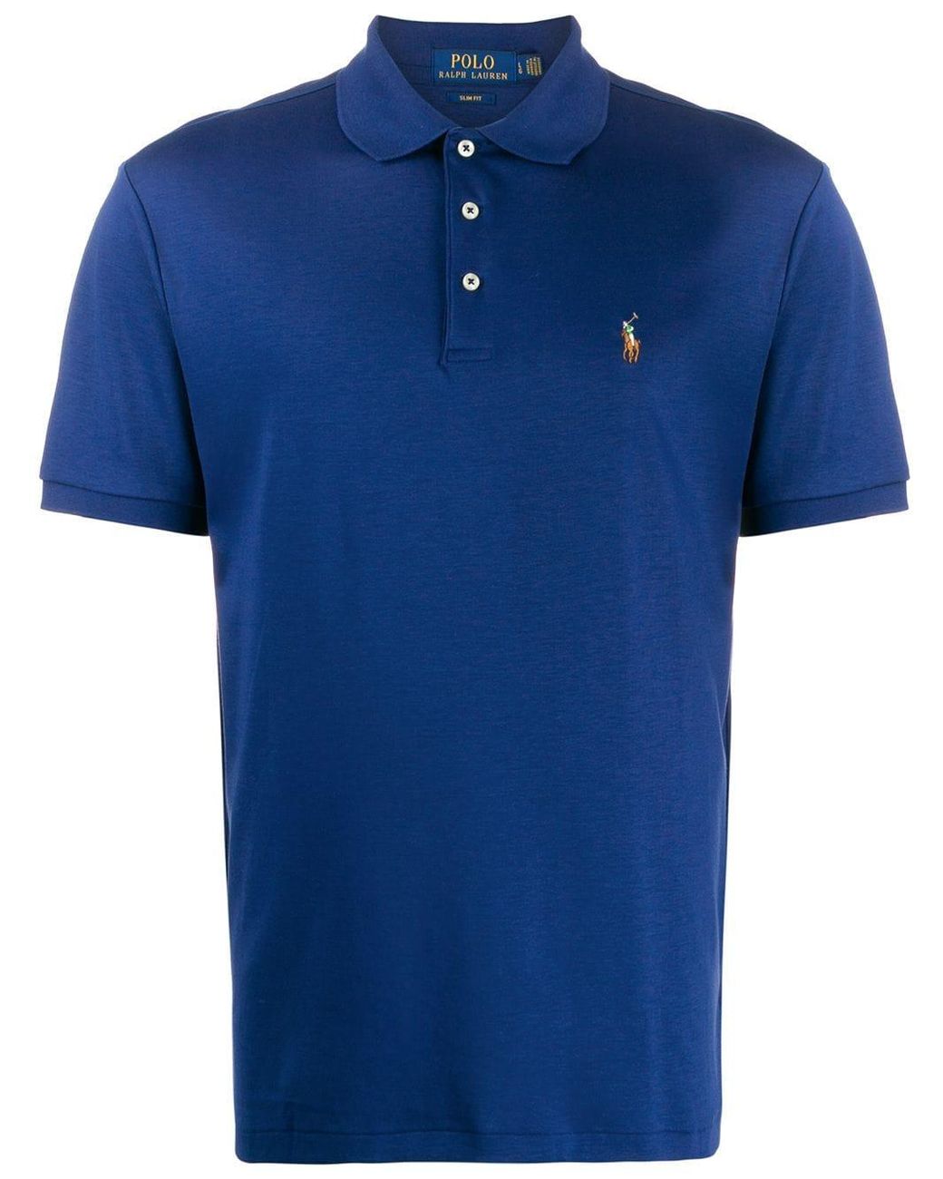 Polo Ralph Lauren Cotton Embroidered Logo Polo Shirt in Blue for Men - Lyst