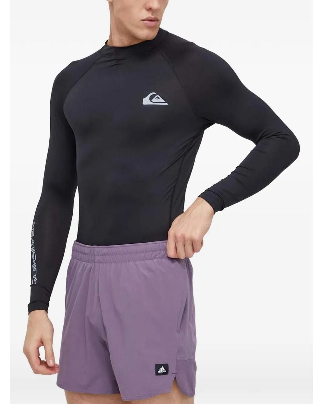 Adidas Purple Logo-Patch Swim Shorts for men