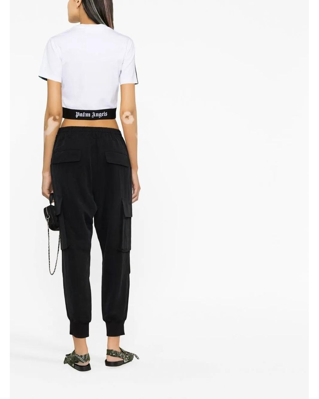 Palm Angels Blue Miami Cropped Tee White/multi