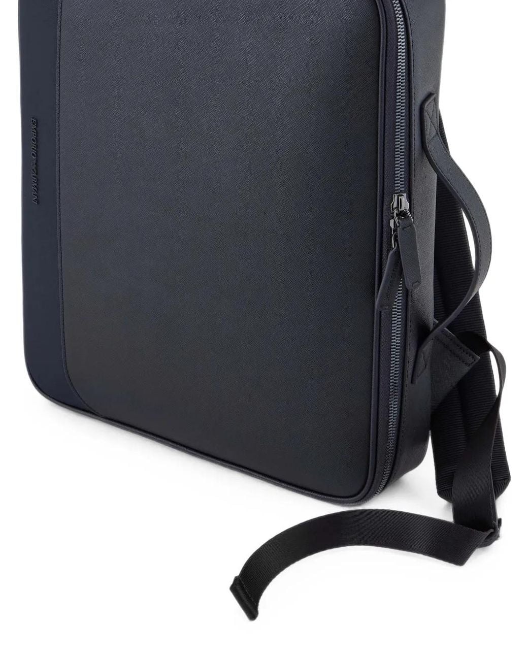 Emporio Armani Blue Saffiano-Effect Backpack for men