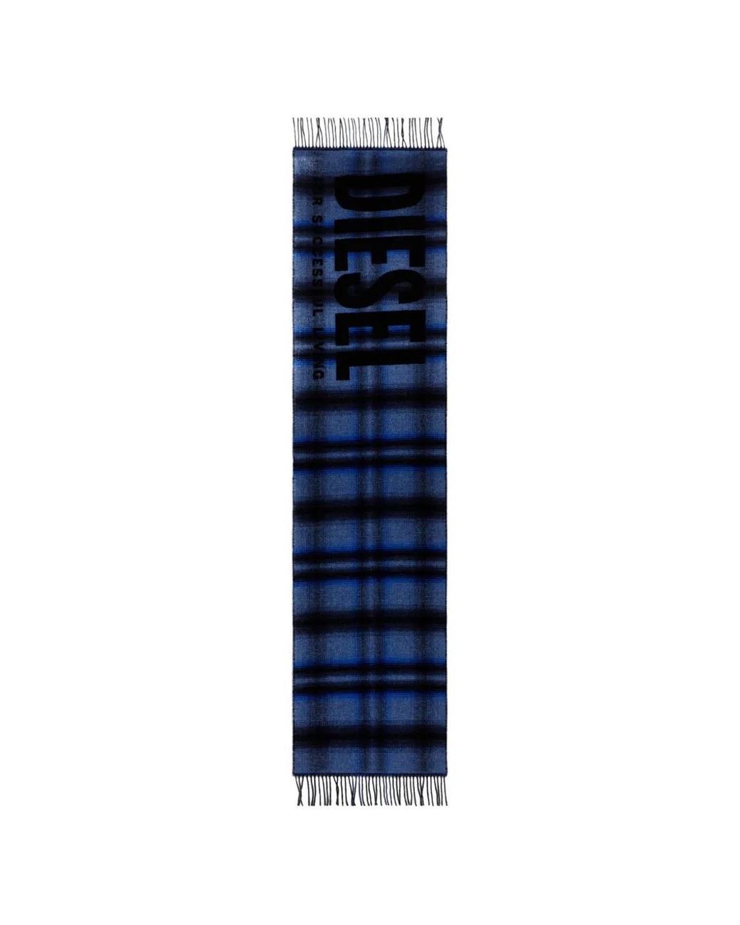 DIESEL Blue Wool-Blend Scarf With Check Pattern