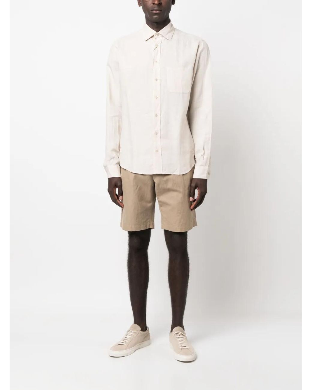 Sease White Button-Up Hemp Shirt for men