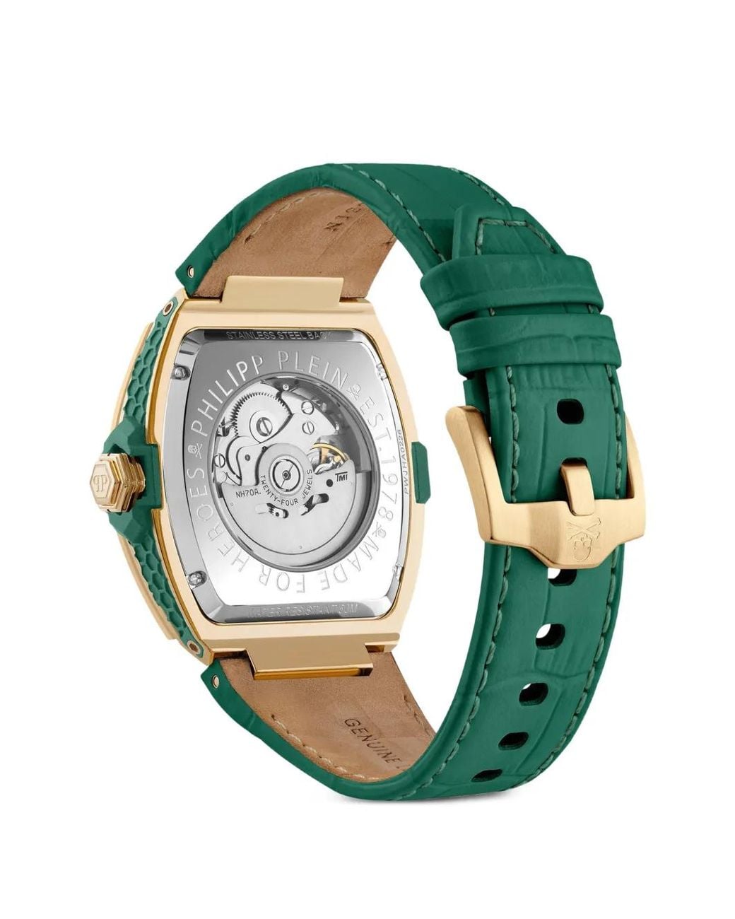 Philipp Plein Green The Skeleton Baguettes Watch for men
