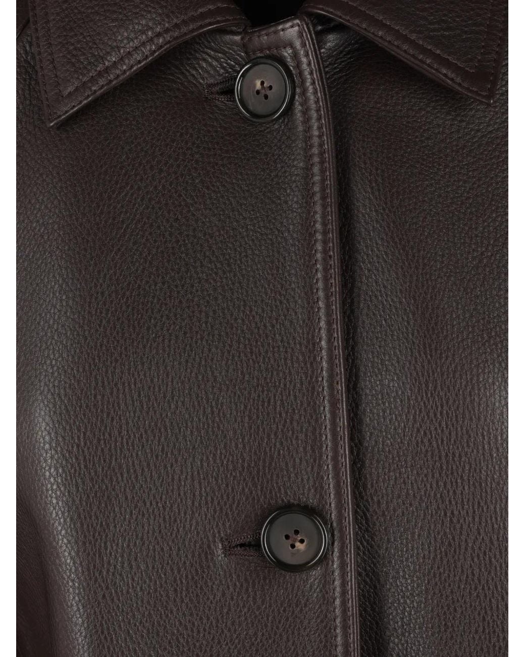 Totême Black Button-Up Leather Coat