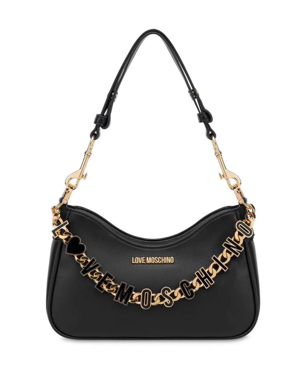 Love Moschino Black Shoulder Bag With Chain And Logo