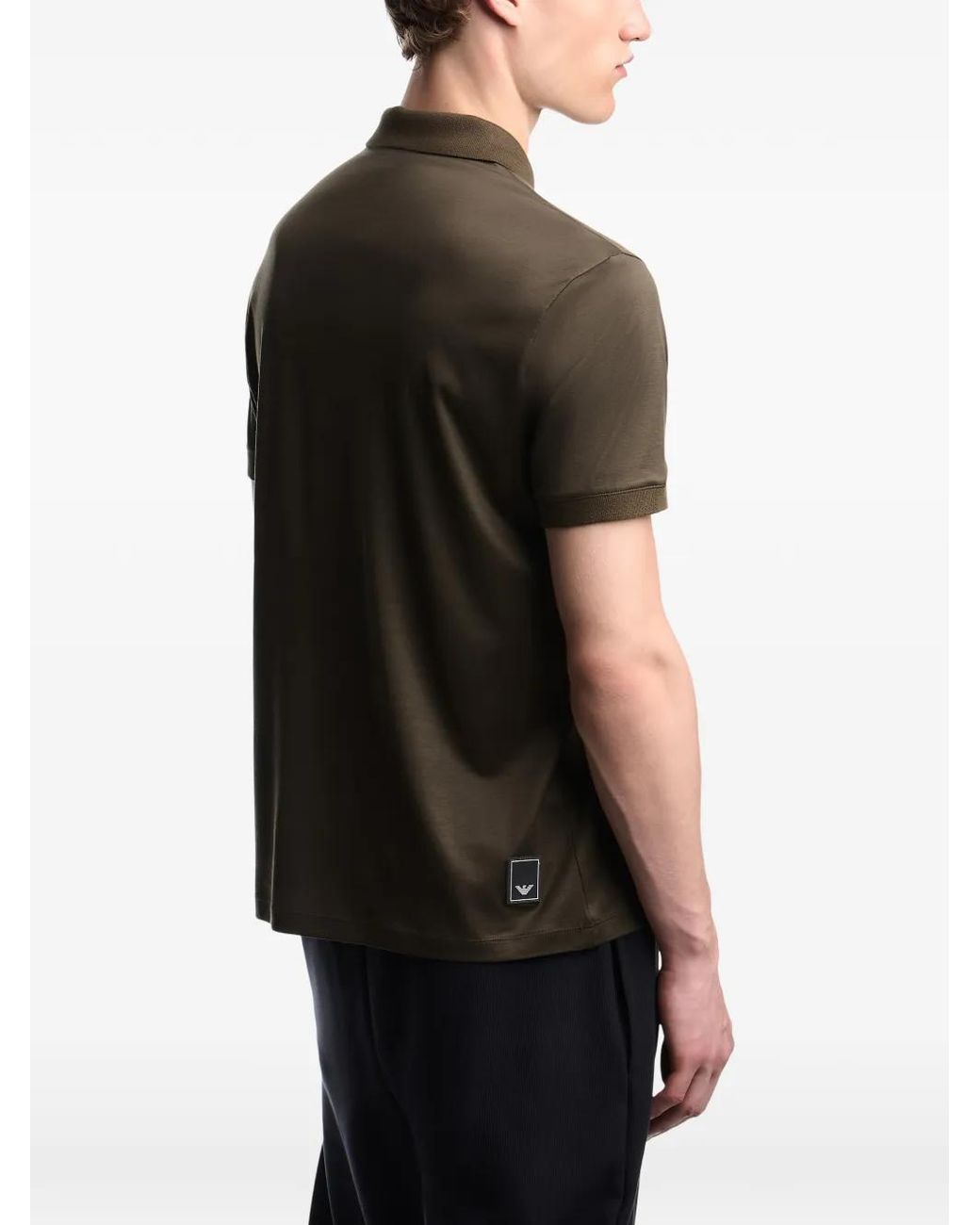 Emporio Armani Green Lyocell Cotton Polo Shirt for men