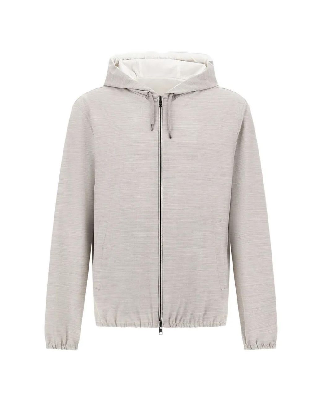 Herno White Zip-Up Mélange Hooded Jacket for men