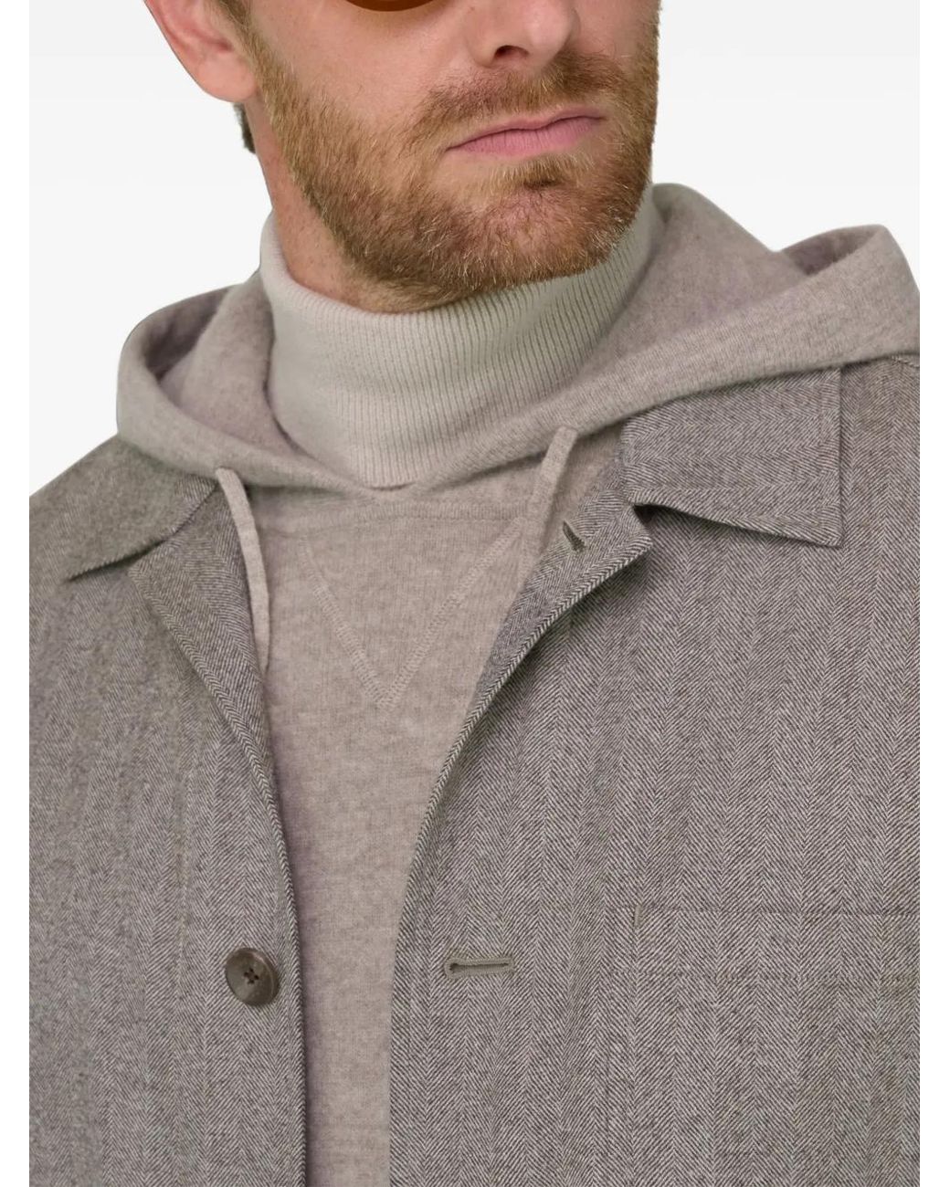Boggi Gray Shacket Herringbone Wool for men