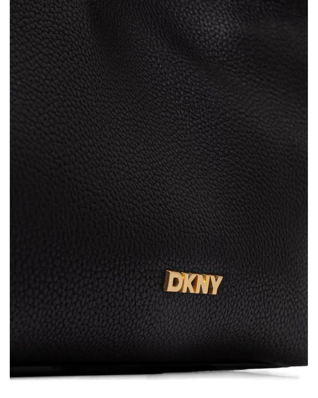DKNY Black Paula Knotted Pebbled-Leather Tote Bag