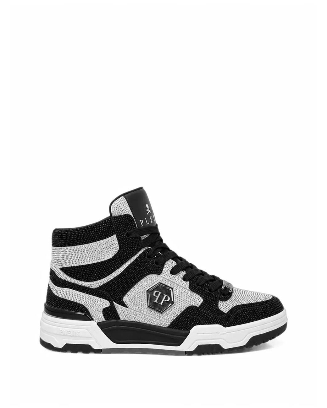 Philipp Plein White Mid-Top Predator V2 Strass Sneakers