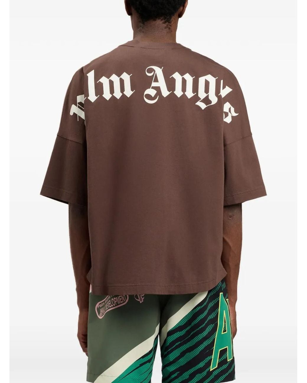 Palm Angels Brown Off Cotton T-Shirt for men