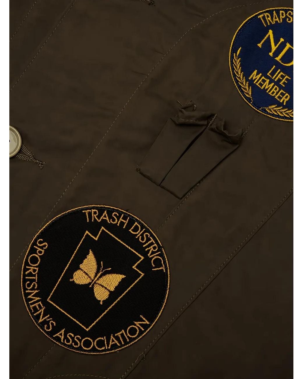 Needles Brown Shooting Patch-Detail Waxed-Cloth Jacket for men