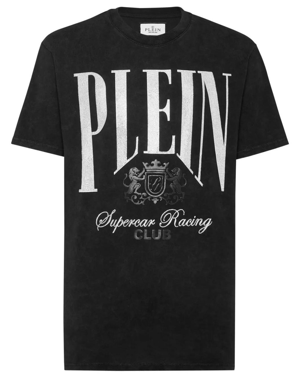 Philipp Plein Black Strass Cars Racing T-Shirt for men