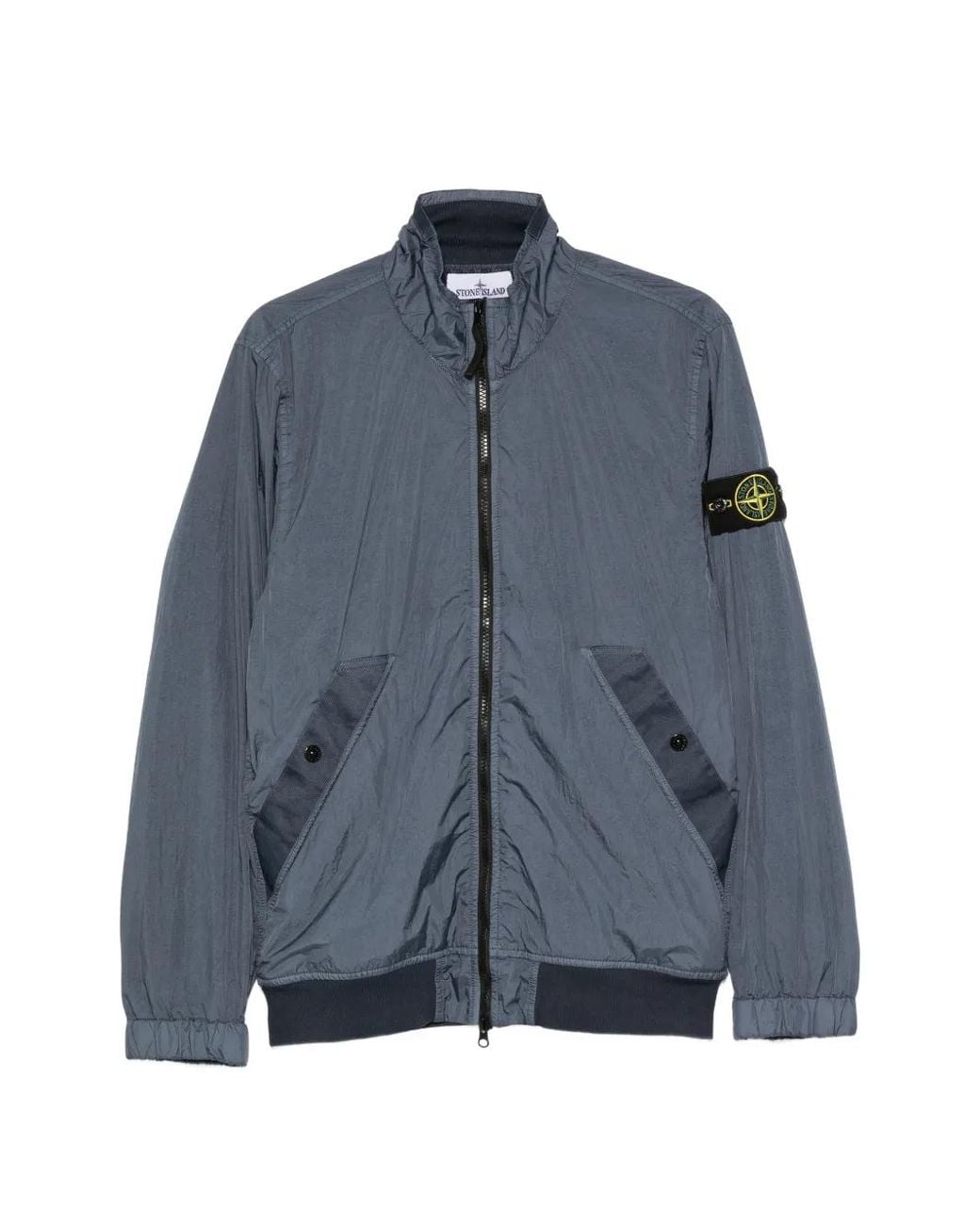 Stone Island Blue Logo-Patch Zip-Up Jacket for men