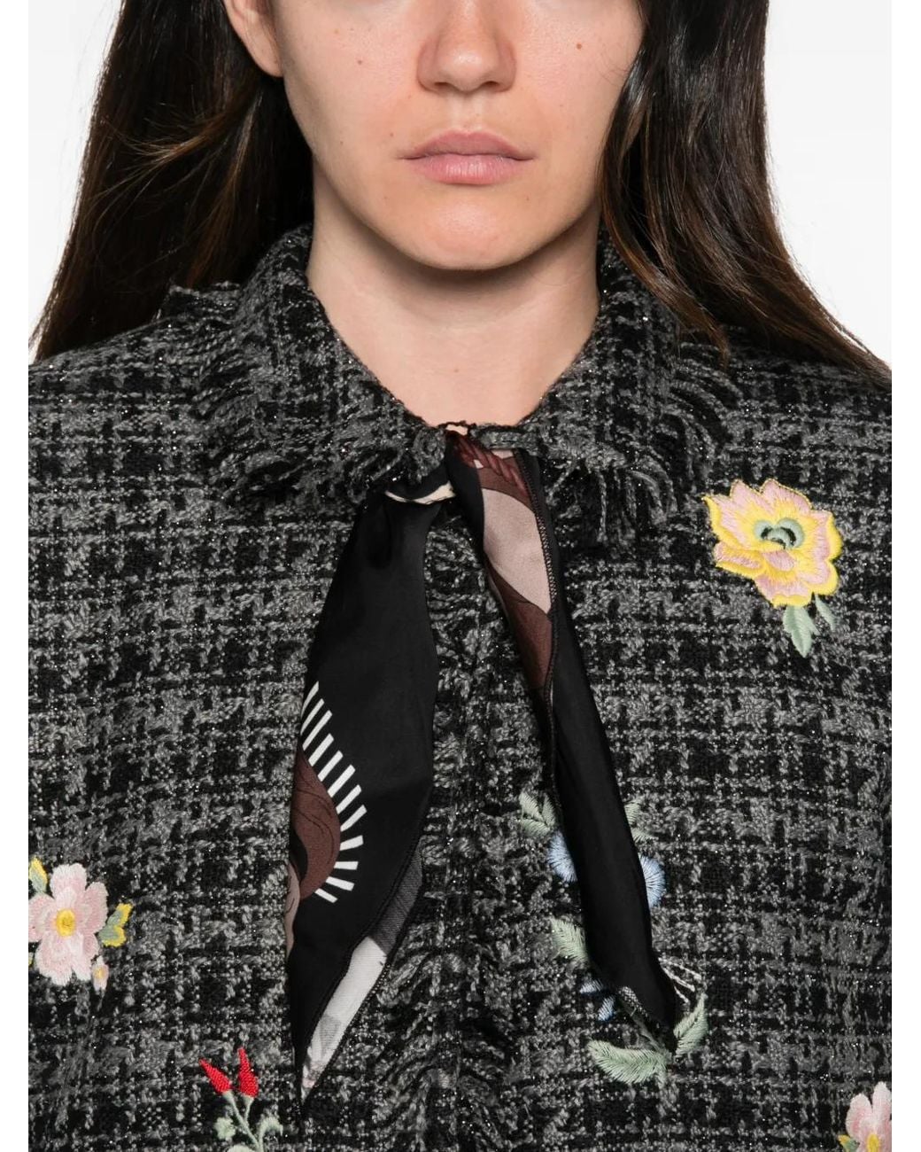 5 PROGRESS Gray Veste En Tweed À Broderies