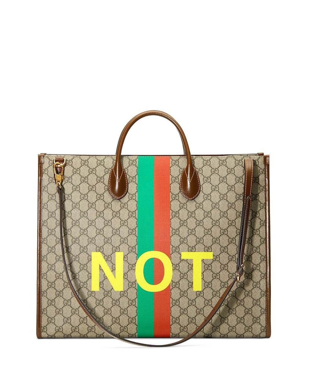 Gucci 'fake/not' Print Large Tote Bag in Natural for Men