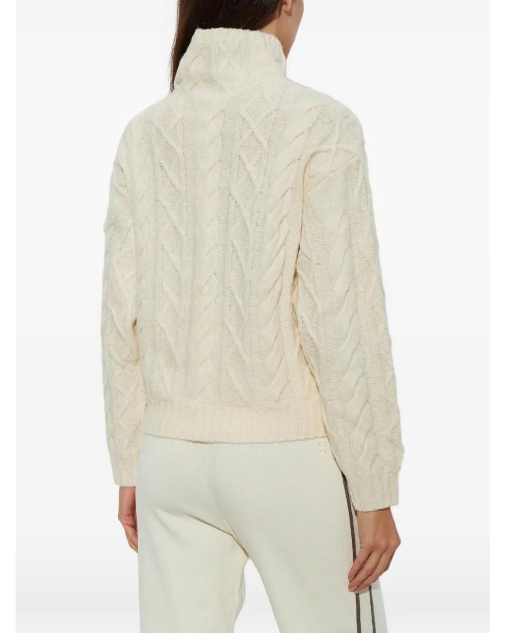 Bogner White Malene Cable-Knit Turtleneck Sweater