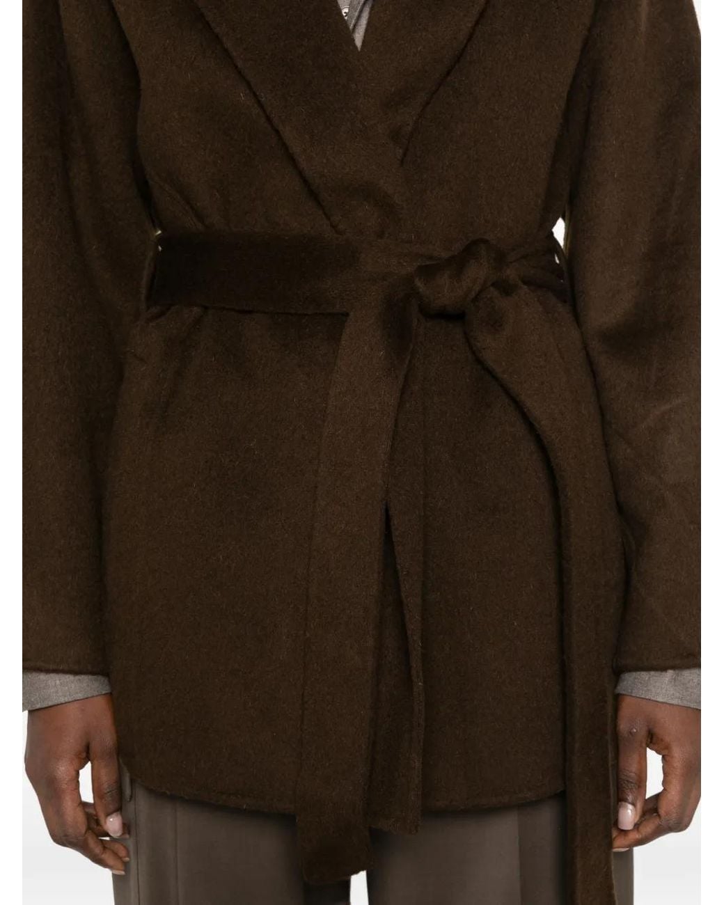 Envelope Black Houston Belted Shawl-Lapel Coat
