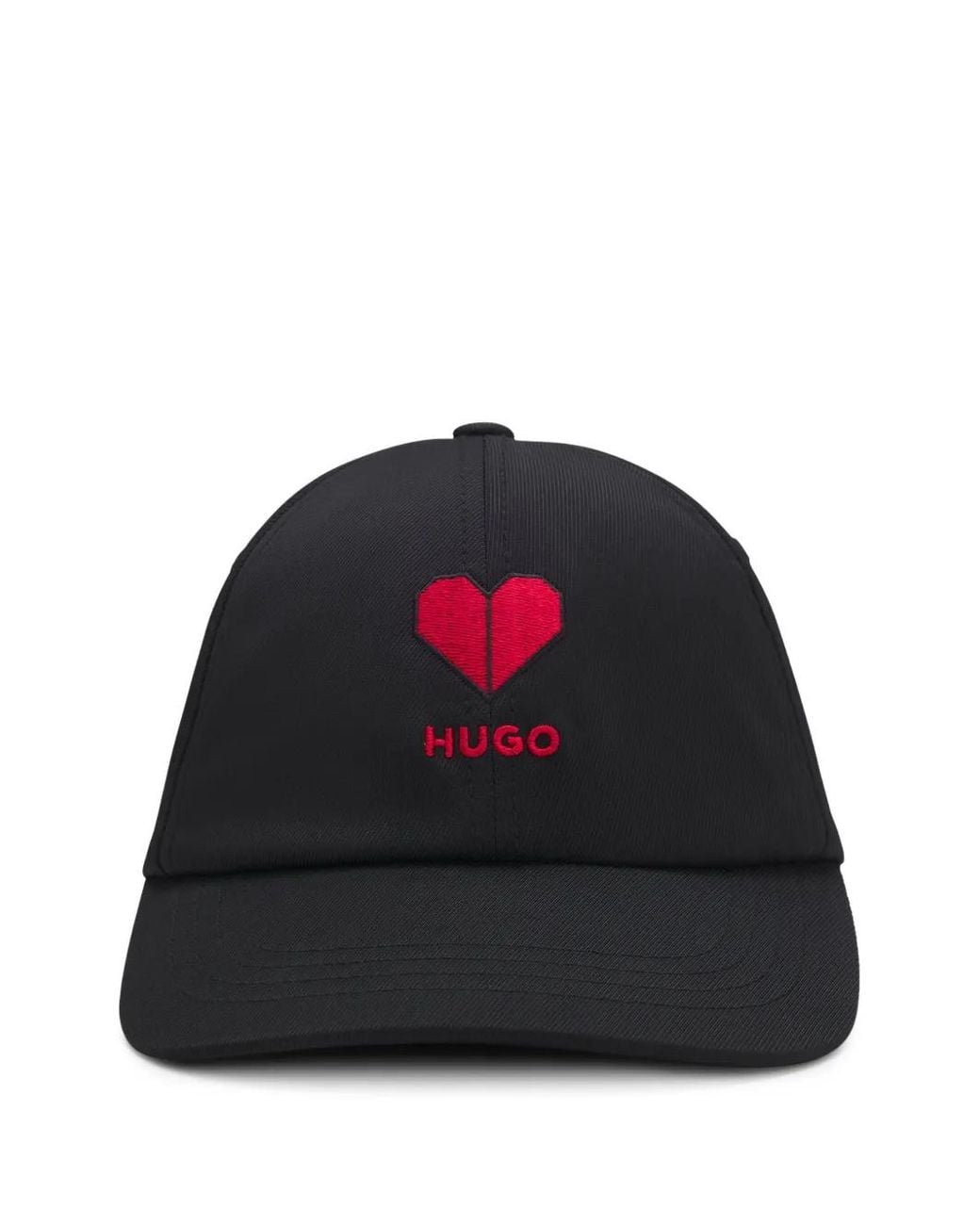 HUGO Black Heart-Embroidered Logo Cap for men