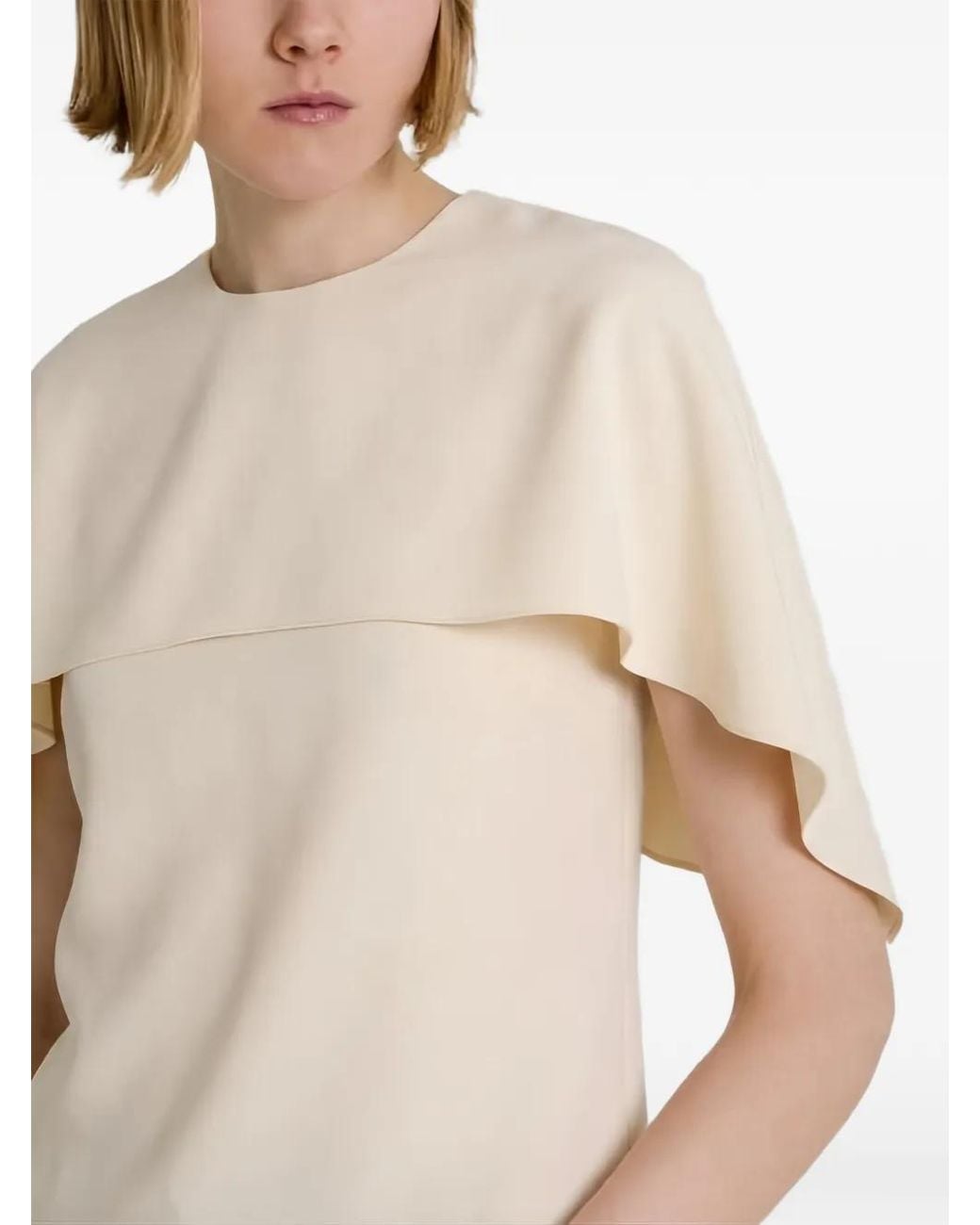 Alberta Ferretti Cape-Panel Blouse in Natural | Lyst