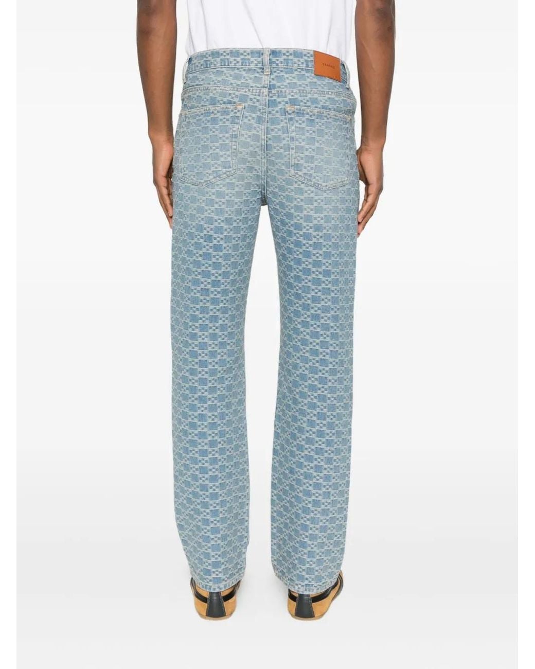 Sandro Blue Square-Pattern Jeans for men